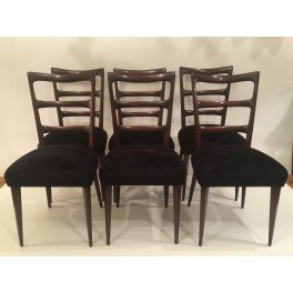 Set 6 Italian Mid Century dining chairs c. 1940. 