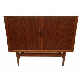 Scandinavian Two Door Tambour cabinet c. 1960 Scandinavian Two Door Tambour cabinet c. 1960