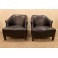 Pair of leather lounge chairs , vintage c. 1950