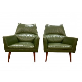 Pair of Mid Century Leather Lounge Chairs  c. 1970