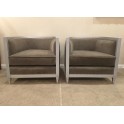 Pair Silver gild Art Deco style club chairs ' SOLD '