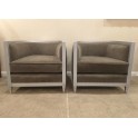 Pair Silver gild Art Deco style club chairs