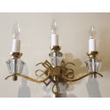 Pair Bronze & Crystal wall sconces c. 1950   ' SOLD '